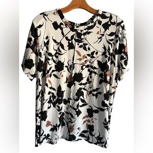 Liz Claiborne Black and Brown Floral Blouse